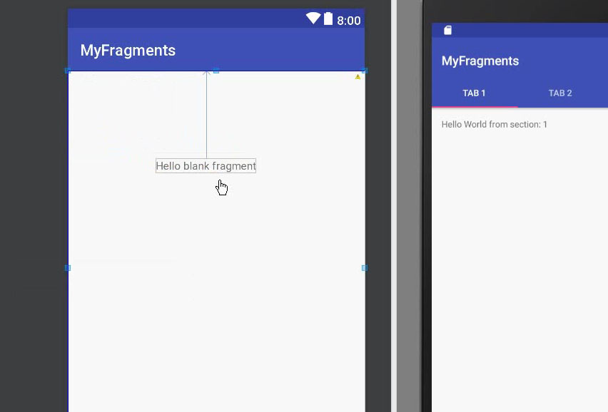 Создание фрагментов и использование вкладок для Android